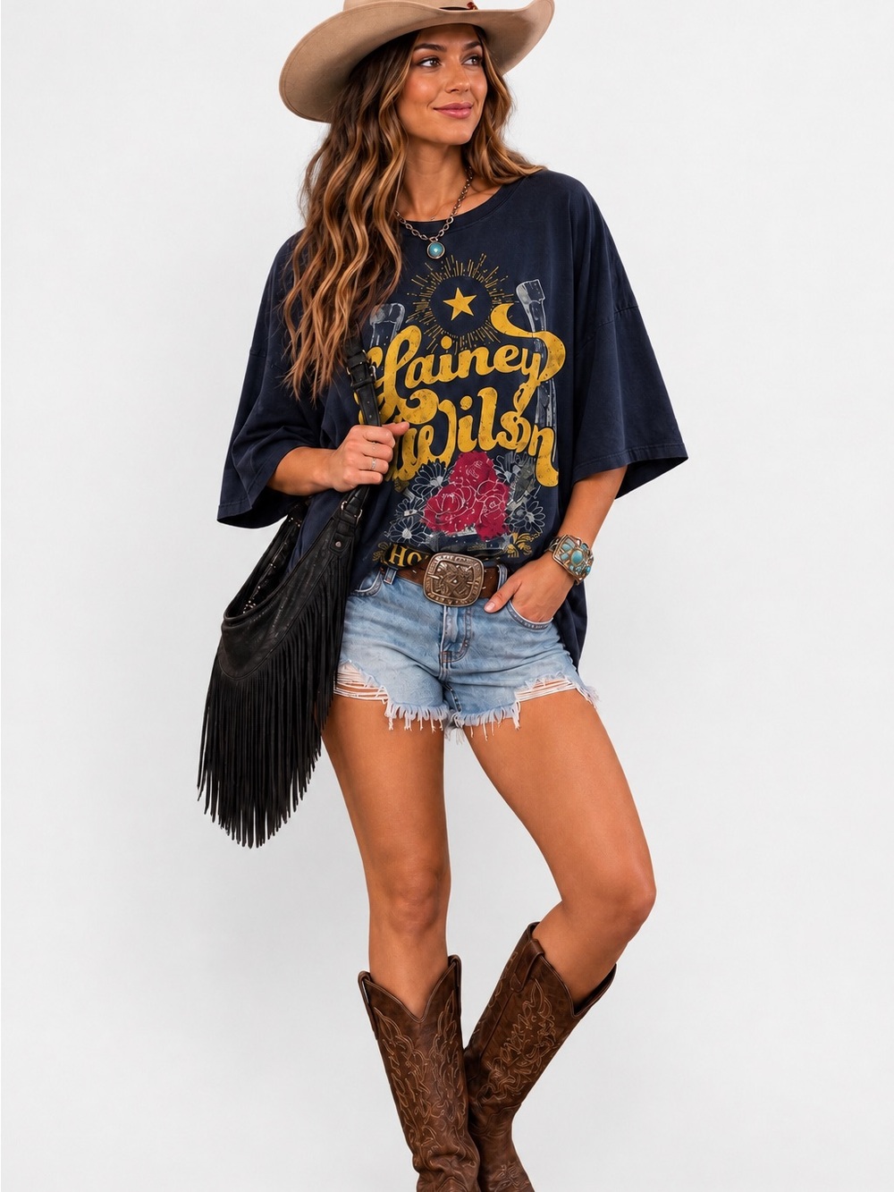 Daydreamer Lainey Wilson Hold My Halo Tee in Vintage Black